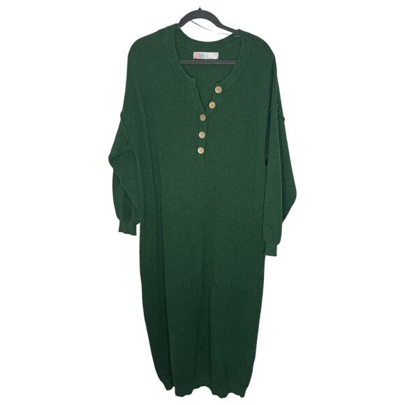 Free People FP Beach Sweater Dress XL Hailee Pine Heather Green Drop Shoulders - Picture 4 of 10